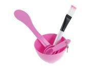 Unique Bargains Pink Face 4 In 1 Gauge Mask Stick DIY Brush Bowl Set