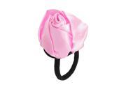 Unique Bargains Pink Rose Accent Elastic Band Hair Tie Ponytail Holder for Lady
