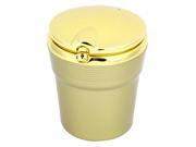 Portable Plastic Cylinder Shaped Ashtray for Car with Blue LED Light Gold Tone