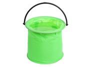 Cylindrical Shape Two Cells Folding Water Bucket Pail Green for Fishing