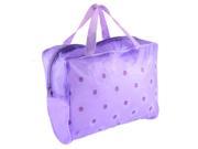 Travel Zipper Closure Floral Pattern Transparent Makeup Cosmetic Bag Purple