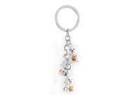 Unique Bargains White 3 Dangling Cute Dogs Style Bells Ring Keychain Keyring