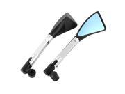 2 Pcs Motorcycle Rotatable Rearview Blind Spot Blue Mirrors Black Silver Tone