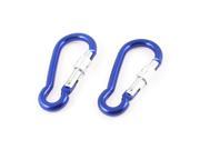 2 x Camping Aluminum Alloy 0.4 Dia Blue Carabiner Pouch Bag Hooks