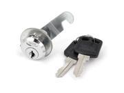 Unique Bargains Silver Tone Metallic 24mm Screw Distance Desk Drawer Cam Lock w Keys