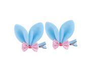 Unique Bargains Blue Pink Mini Bowknot Rabbit Ears Detail Alligator Hair Clips 2 Pcs