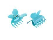 Unique Bargains 2 Pcs Plastic Spring Loaded Butterfly Pattern Hair Clamp Claw Sky Blue