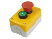 NC Red Mushroom NO Green Flat Momentary Pushbutton Switch Station SPST 240V 3A