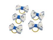 Pet Dog Boat Pattern Hair Grooming Rubber Bands Clips Hairpins 5 Pcs Blue