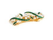 Unique Bargains Clear White Rhinestone Decor Metal French Hairclip Gold Tone for Ladies