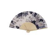 Unique Bargains Chinese Style Floral Pattern Summer Party Wedding Fabric Folding Hand Fan White