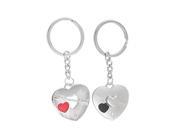 Pair of Silver Tone Metal Keyrings Keychain for Couple