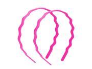 Unique Bargains Women Wavy Style Plastic Hair Hoop Headband Hairband Fuchsia 2 Pcs