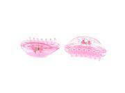 Unique Bargains 2Pcs Fuchsia Plastic Hair Claw Clip Hairclip Hairpin Hairdressing for Lady