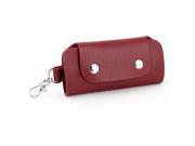 Unique Bargains Press Stud Button Faux Leather Dark Red Key Bag Holder Organizer Case