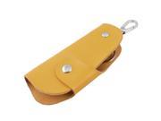 Unique Bargains Unique Bargains Press Stud Button Orange Yellow Faux Leather Keychain Key Holder Case Bag Pouch