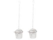 Stainless Hook Chain Mesh Tea Ball Infuser Loose Tea Spices Strainer 2 Pcs