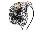 Unique Bargains Gray Black Leopard Print Polyester Coated Frame Hair Hoop Hairband for Ladies