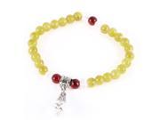 Unique Bargains Yellow 6mm Dia Round Beaded Stretch Elastic Wrist Bracelet for Lady Girl