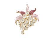 Woman Rhinestone Detail Burgundy Pink Leaf Safety Pin Broach Brooch