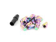 M12 x 1.25 Colorful Hex Wrench Adapter Wheel Locking Lug Nuts 16 Pcs for Car