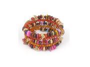 Unique Bargains Women Round Cylinder Wooden Beads Multi layer Wrist Decor Bangle Bracelet Orange