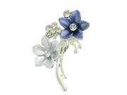 Lady Costume Rhinestones Cluster Floral Safety Pin Brooch Gift Blue