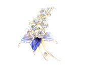 Unique Bargains Lady Rhinestone Decor Gray Clear Metallic Flower Design Brooch Broach