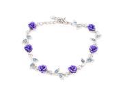 Unique Bargains Purple 6 Metal Rose Flower Link Wrist Bracelet Bangle for Women