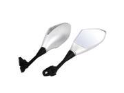Unique Bargains 2 Pcs Silver Tone Plastic Shell Motorcycle Side Rearview Mirrors