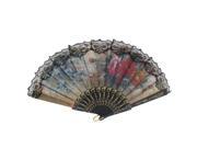 Women Wedding Party Plastic Carved Frame Lace Detail Handheld Folding Hand Fan