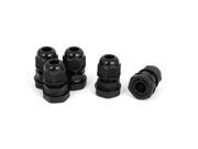 5pcs Black Waterproof Locknut Stuffing Cable Fixing Cord Glands Fastener M16x1.5