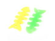 Unique Bargains 2 x Yellow Green Rubber Fish Bone Earbub Headphone Cable Wrap Winder Wire Holder