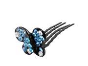 Unique Bargains Woman Blue Clear Manmade Crystal Adorn Butterfly Design Hair Comb Clip Clamp