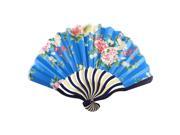 Japanese Style Flower Pattern Nylon Bamboo Fold Handheld Hand Fan Fans Art Gift