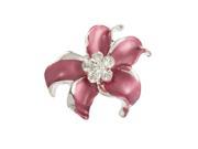 Lady Costume Rhinestones Cluster Accent Floral Pin Brooch Burgundy