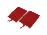 Unique Bargains 2Pcs Portable Red Velvet Pouch Sleeve Bag Case 4.3 Inch for Mobile Phone MP4 MP5
