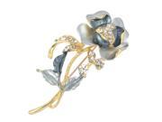 Unique Bargains Steel Gray Flower Shaped Accent Rhinestones Inlaid Brooch Breastpin for Lady