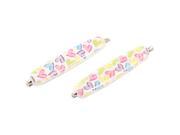 Unique Bargains Girl Assorted Color Flower Printed Barrette Bar Hair Bobby Pin Hairclip 2 Pcs