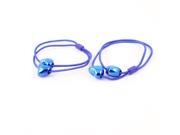Unique Bargains 2PCS Heart Faux Beads Decorated Stretch Hair Tie Ponytail Holders Blue