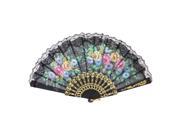 Unique Bargains Colorful Flower Printed Nylon Tradition Folding Hand Fan for Women