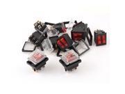 10 Pcs On Off Dual SPST Waterproof Snap in Rocker Switch Red Light Indicator