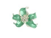 Lady Costume Rhinestones Cluster Accent Floral Pin Brooch Turqupise Green