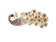 Clothes Ornament Gold Tone Metal Peacock Rhinestone Brooch Aiony