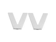 2 Pcs Self Adhesive Plastic Letter V Car 3D Emblem Badge Ornament Silver Tone