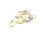 Unique Bargains Women Shiny Rhinestones Detail Floral Brooch Breast Safety Pin Gold Tone