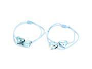 Unique Bargains Ladies Hairdressing Tool Blue Heart Shape Adorn Stretchy Hair Ties Bands 2 Pcs