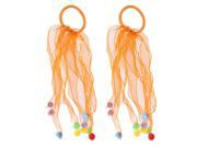 Unique Bargains 2Pcs Orange Lace Detail Elastic Ponytail Holder Hairband w Ball Shape Decor