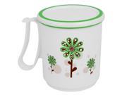 Unique Bargains Floral Pattern Plastic Handle Gargle Toothbrush Cup White Green w Lid