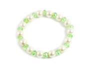 Unique Bargains Stretchy Plastic Crystal Green Off White Bracelet for Women